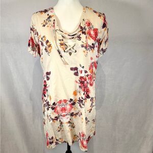 Boutique linen and cotton blend ivory floral dress size small